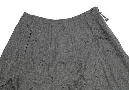 ISSEY MIYAKE HaaT Cotton Embroidered Panel Skirt Blue Size 3