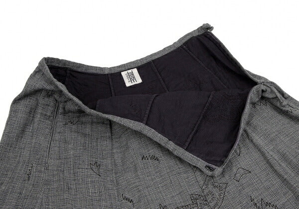 ISSEY MIYAKE HaaT Cotton Embroidered Panel Skirt Blue Size 3