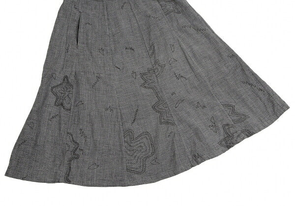 ISSEY MIYAKE HaaT Cotton Embroidered Panel Skirt Blue Size 3