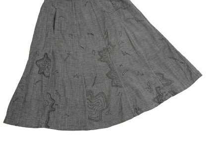 ISSEY MIYAKE HaaT Cotton Embroidered Panel Skirt Blue Size 3