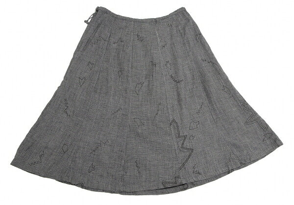 ISSEY MIYAKE HaaT Cotton Embroidered Panel Skirt Blue Size 3