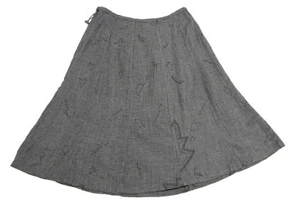 ISSEY MIYAKE HaaT Cotton Embroidered Panel Skirt Blue Size 3