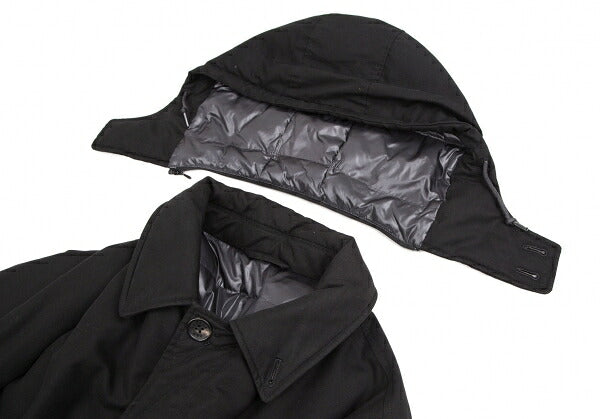 Papas Black Cotton Hooded Down Coat Size LL