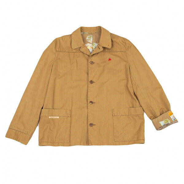 Papas Cotton Travel Print Lining Jacket Camel Size 50L