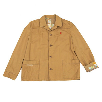 Papas Cotton Travel Print Lining Jacket Camel Size 50L