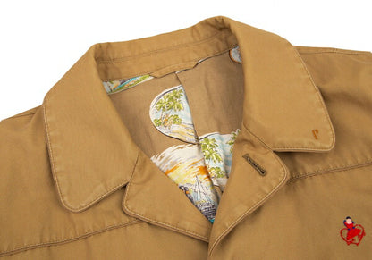 Papas Cotton Travel Print Lining Jacket Camel Size 50L
