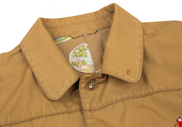 Papas Cotton Travel Print Lining Jacket Camel Size 50L