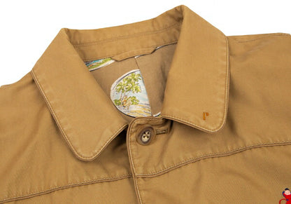 Papas Cotton Travel Print Lining Jacket Camel Size 50L