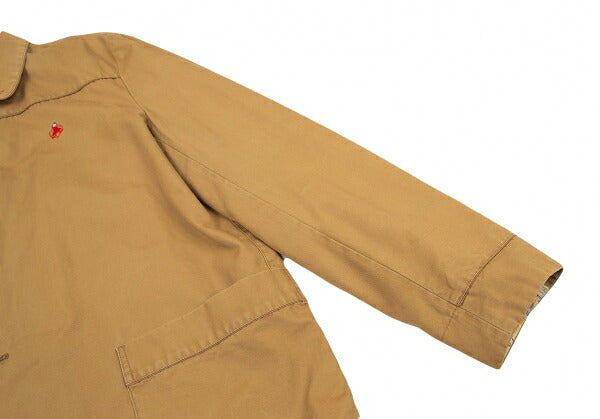 Papas Cotton Travel Print Lining Jacket Camel Size 50L