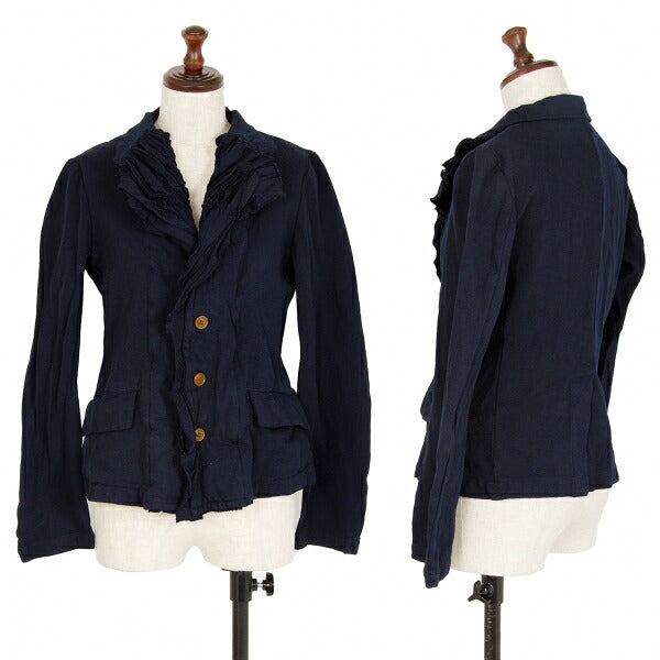 COMME des GARCONS Poly Garment-Dyed Frill Jacket Blue Size S