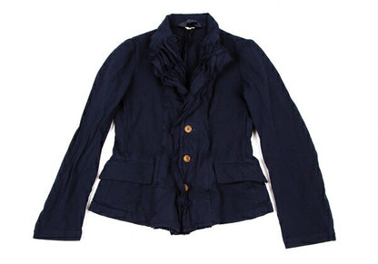 COMME des GARCONS Poly Garment-Dyed Frill Jacket Blue Size S