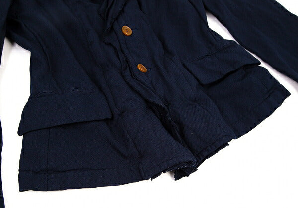 COMME des GARCONS Poly Garment-Dyed Frill Jacket Blue Size S