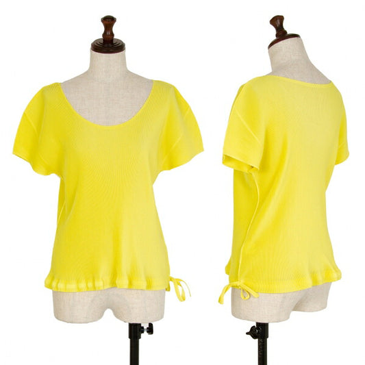 PLEATS PLEASE Fine Pleat Drawstring T-Shirt Yellow Size 3