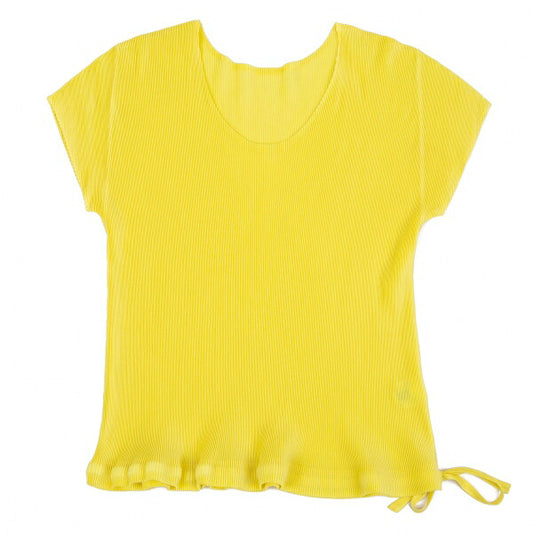 PLEATS PLEASE Fine Pleat Drawstring T-Shirt Yellow Size 3