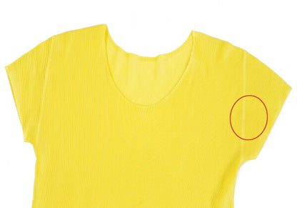 PLEATS PLEASE Fine Pleat Drawstring T-Shirt Yellow Size 3
