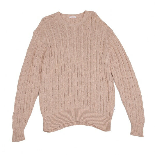 Papas Cotton Linen Cable Knit Sweater Pink Size M