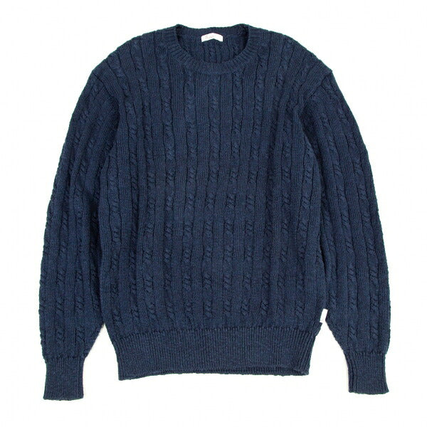 Papas Cotton Linen Cable Knit Sweater Navy Size M