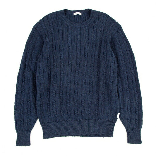 Papas Cotton Linen Cable Knit Sweater Navy Size M