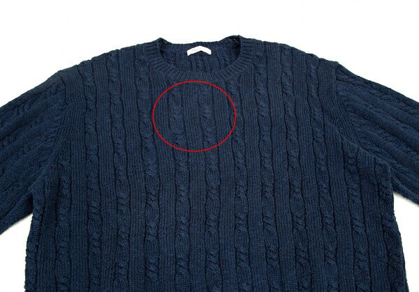 Papas Cotton Linen Cable Knit Sweater Navy Size M