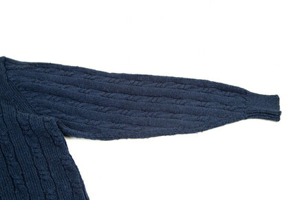 Papas Cotton Linen Cable Knit Sweater Navy Size M
