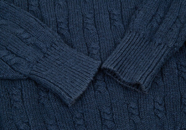 Papas Cotton Linen Cable Knit Sweater Navy Size M