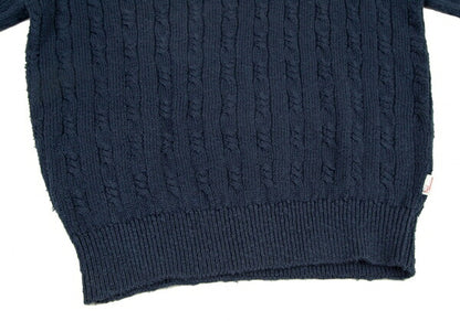 Papas Cotton Linen Cable Knit Sweater Navy Size M