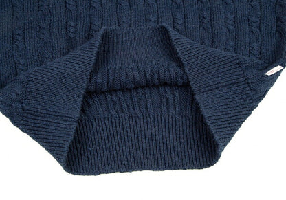 Papas Cotton Linen Cable Knit Sweater Navy Size M