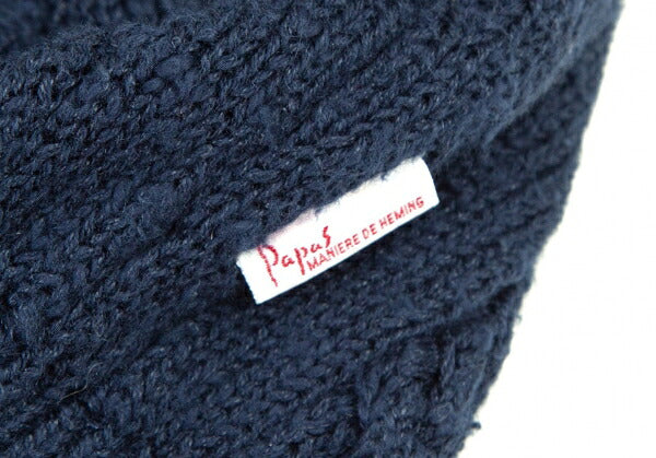 Papas Cotton Linen Cable Knit Sweater Navy Size M