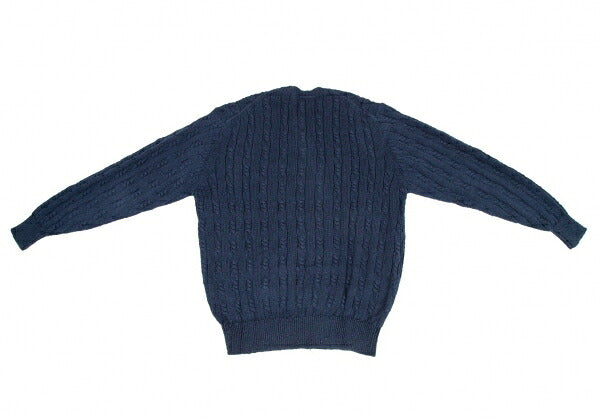 Papas Cotton Linen Cable Knit Sweater Navy Size M