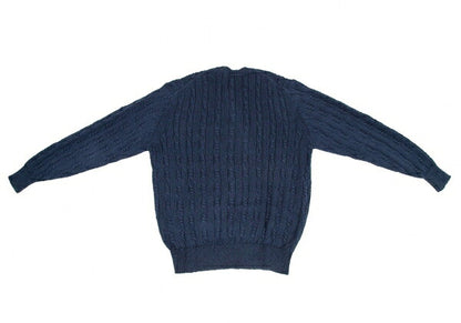 Papas Cotton Linen Cable Knit Sweater Navy Size M