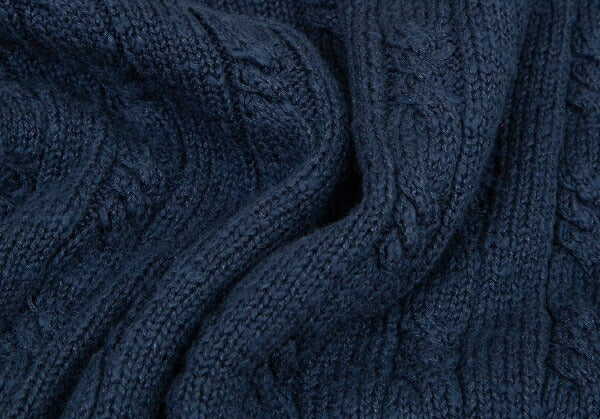 Papas Cotton Linen Cable Knit Sweater Navy Size M
