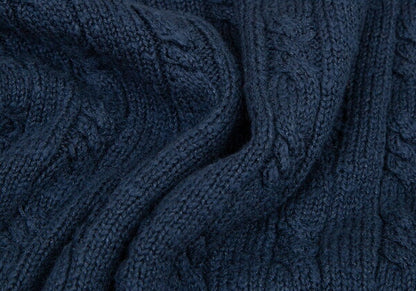 Papas Cotton Linen Cable Knit Sweater Navy Size M