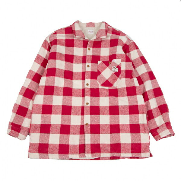 Papas Cotton Quilted Block Check Flannel Jacket Red Size L