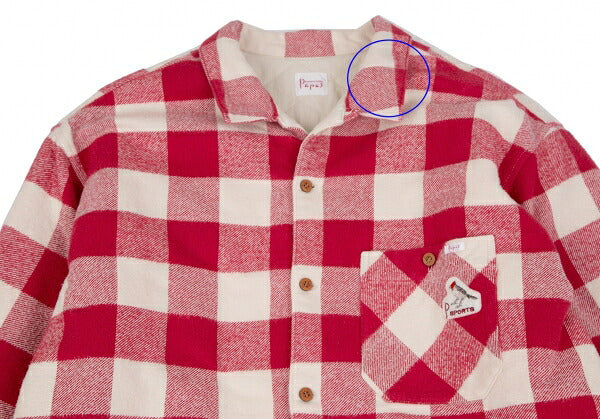 Papas Cotton Quilted Block Check Flannel Jacket Red Size L