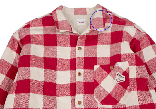 Papas Cotton Quilted Block Check Flannel Jacket Red Size L