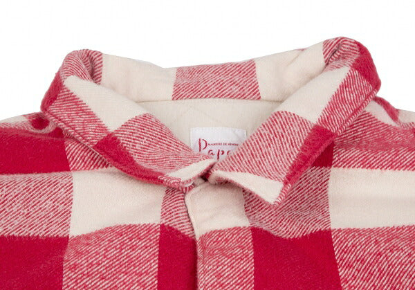 Papas Cotton Quilted Block Check Flannel Jacket Red Size L