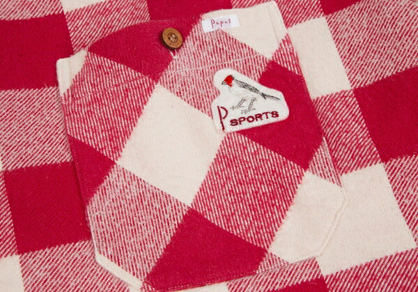 Papas Cotton Quilted Block Check Flannel Jacket Red Size L