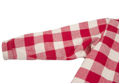 Papas Cotton Quilted Block Check Flannel Jacket Red Size L