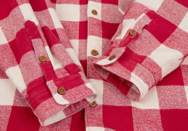 Papas Cotton Quilted Block Check Flannel Jacket Red Size L