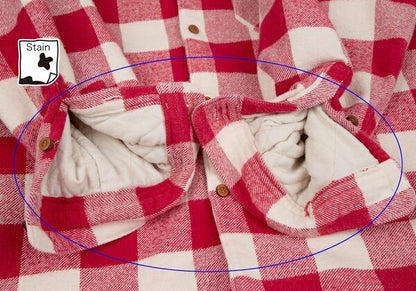 Papas Cotton Quilted Block Check Flannel Jacket Red Size L
