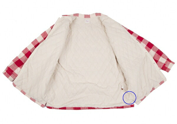 Papas Cotton Quilted Block Check Flannel Jacket Red Size L
