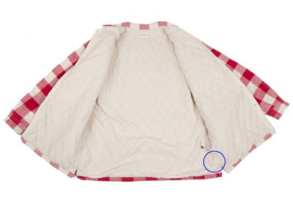 Papas Cotton Quilted Block Check Flannel Jacket Red Size L