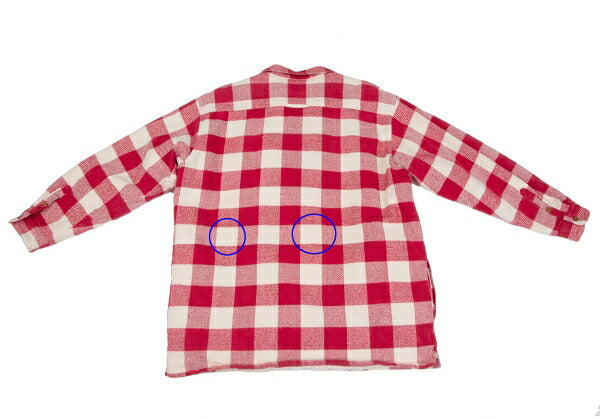 Papas Cotton Quilted Block Check Flannel Jacket Red Size L