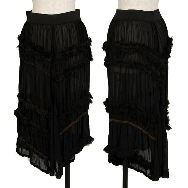 COMME des GARCONS Sheer Bias Cut Ruffle Skirt Black Size M