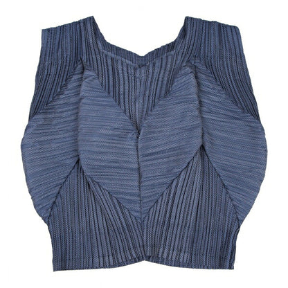 ISSEY MIYAKE Bias Stripe Pleated Patchwork Top Blue Size 2