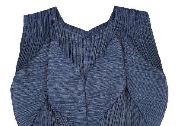 ISSEY MIYAKE Bias Stripe Pleated Patchwork Top Blue Size 2