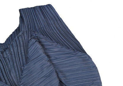 ISSEY MIYAKE Bias Stripe Pleated Patchwork Top Blue Size 2