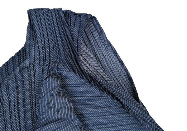 ISSEY MIYAKE Bias Stripe Pleated Patchwork Top Blue Size 2