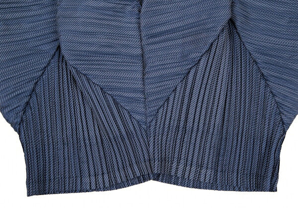 ISSEY MIYAKE Bias Stripe Pleated Patchwork Top Blue Size 2