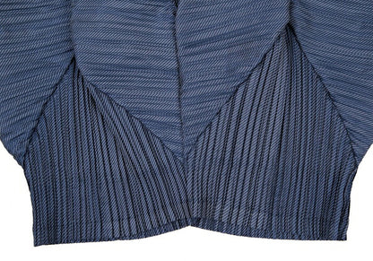ISSEY MIYAKE Bias Stripe Pleated Patchwork Top Blue Size 2
